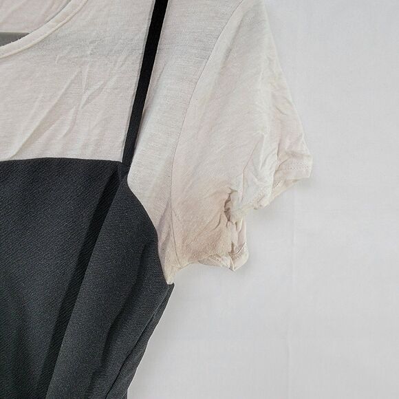 Design Lab White Crop Short Sleeve Top W/ Black Panelled Strappy Size Medium - Picture 7 of 9